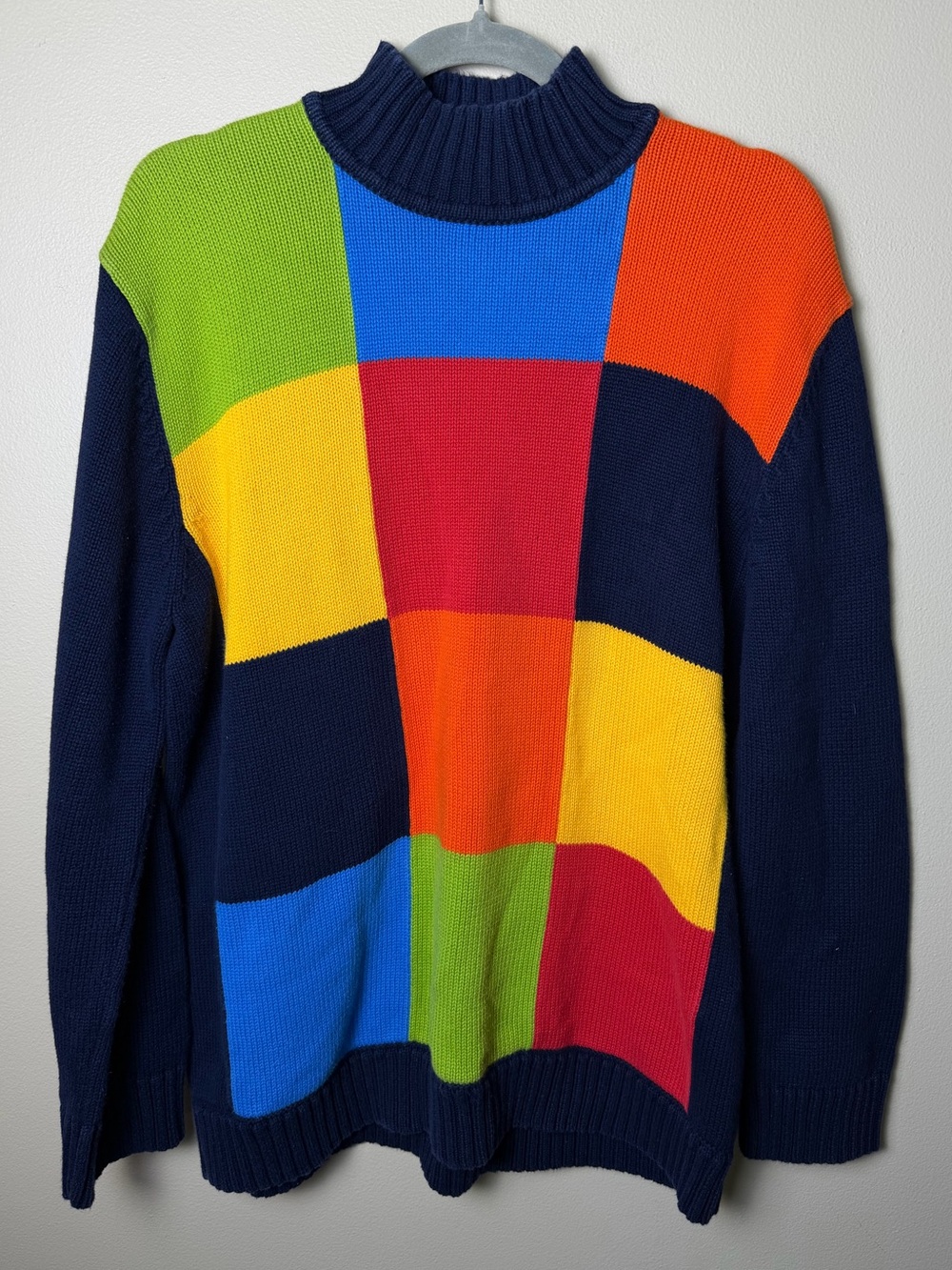 Vintage Jones New York Sport Colorblock Turtleneck Sweater Cotton L Australia